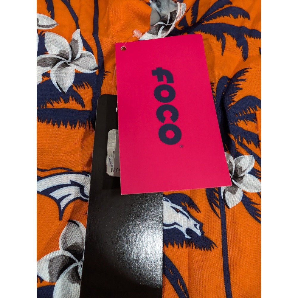NFL Denver Broncos Hawaiian Shirt Mens 2XL Orange Tropical Floral Button Up NWT - Picture 11 of 11